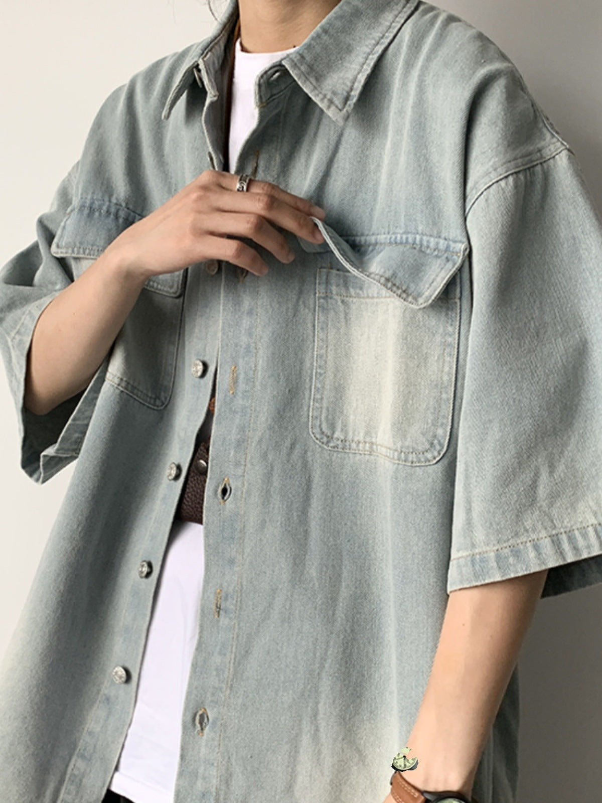 Unisex Denim Short Sleeve Shirt Jacket Drip Depot