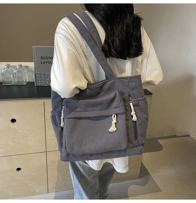 Simple corduroy tote bag