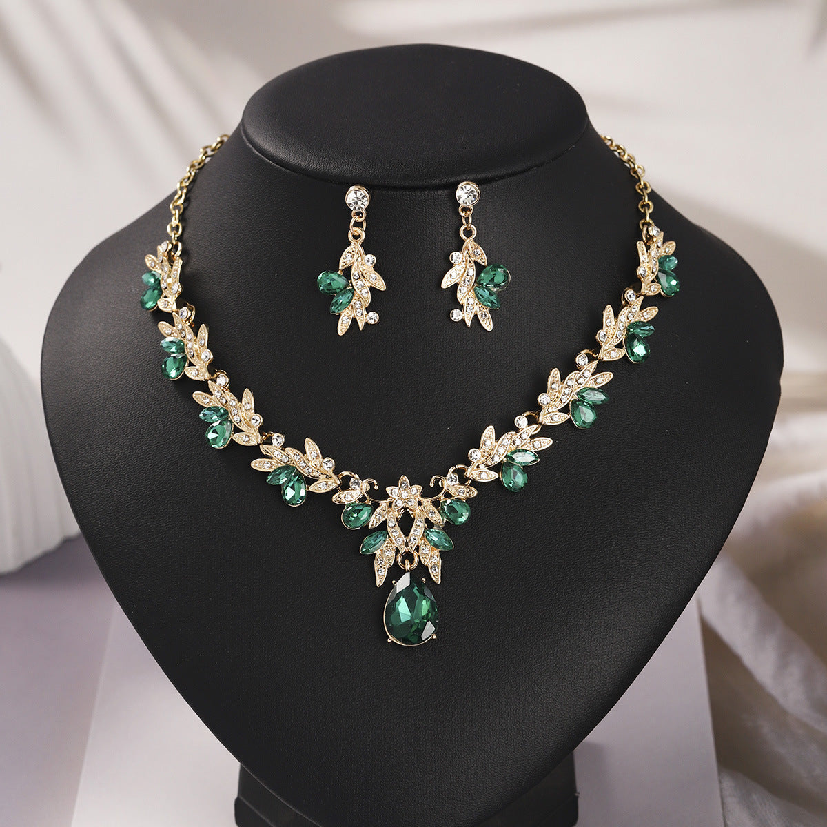 Bridal Necklace and Earring Set with Diamond Accents