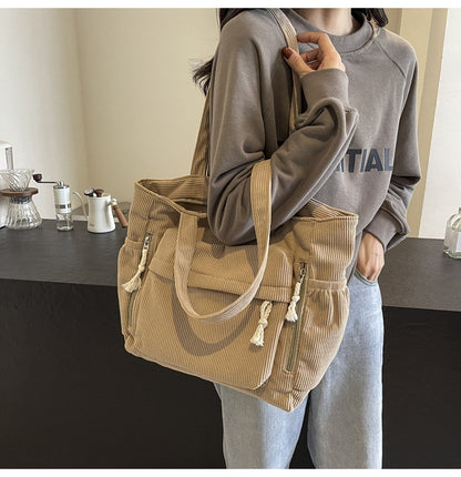 Simple corduroy tote bag