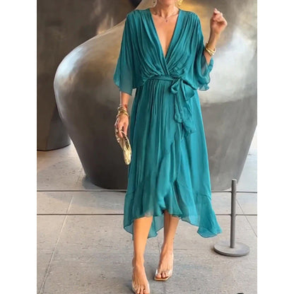 Elegant Bat Sleeve Long Dress Drip Depot