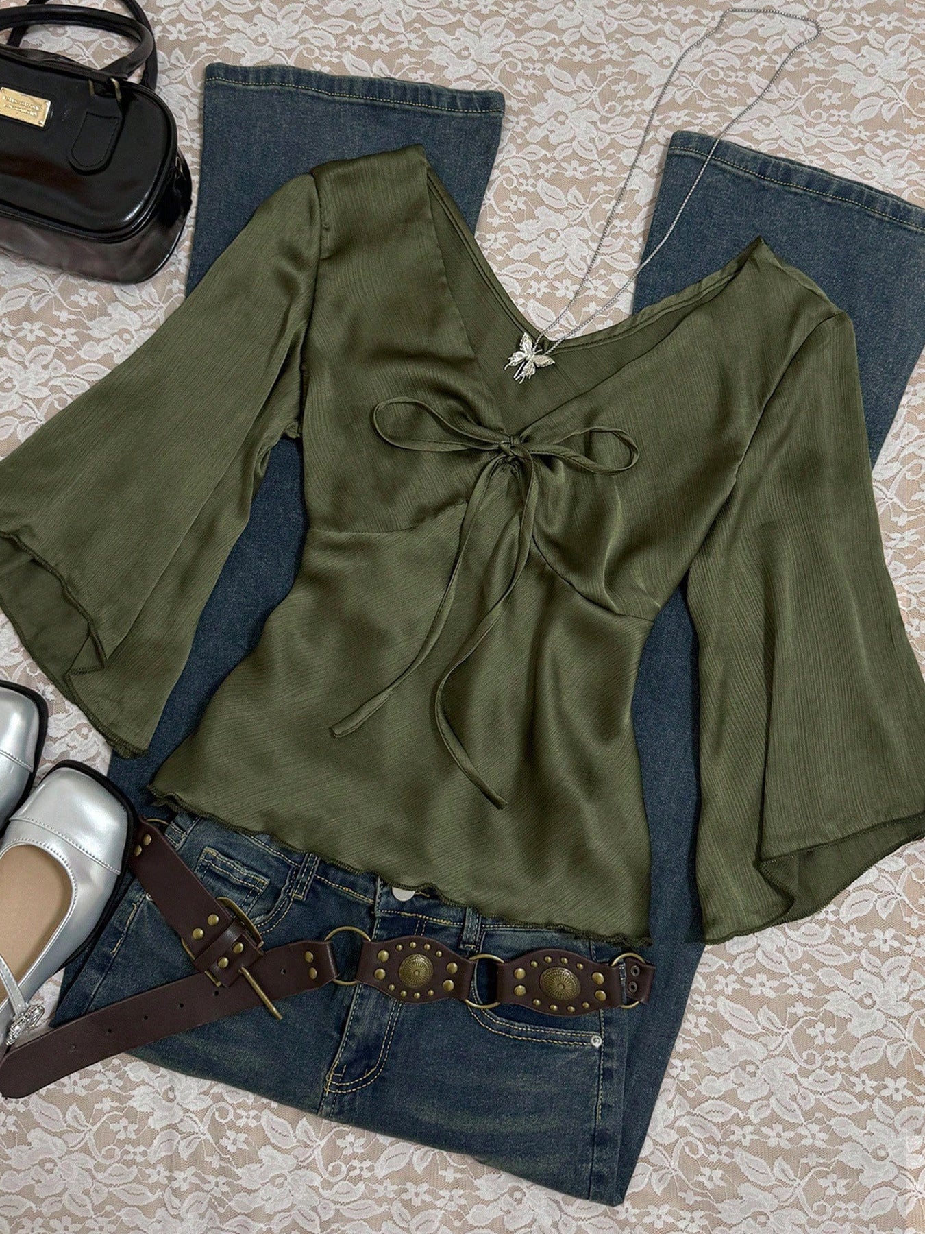 Puff-sleeve strap top