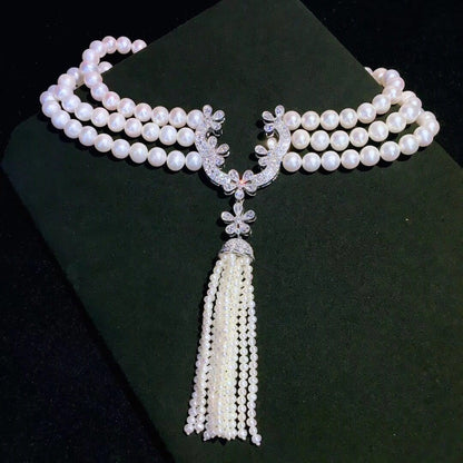 Three Layer Pearl Collar Necklace
