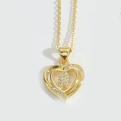 Heart Shape Zircon Letter Necklace
