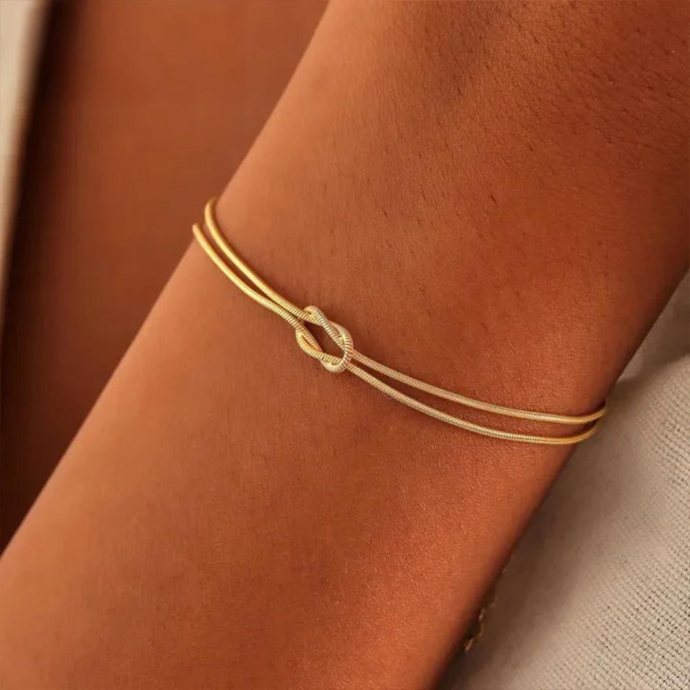 Simple Knotted Snake Bone Chain Stainless Steel Trendy Bracelet Drip Depot