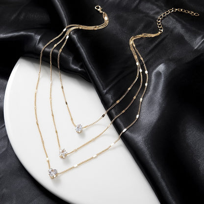 Layered Geometric Pendant Alloy Necklace