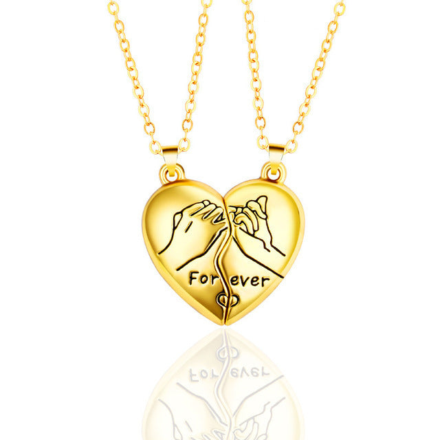 Lagou Heart-Shaped Couple Necklace with Magnetic Pendant