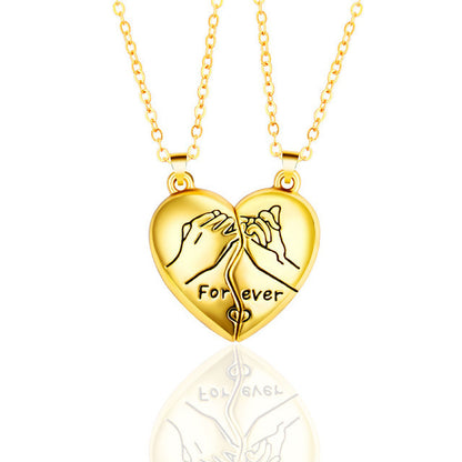 Lagou Heart-Shaped Couple Necklace with Magnetic Pendant