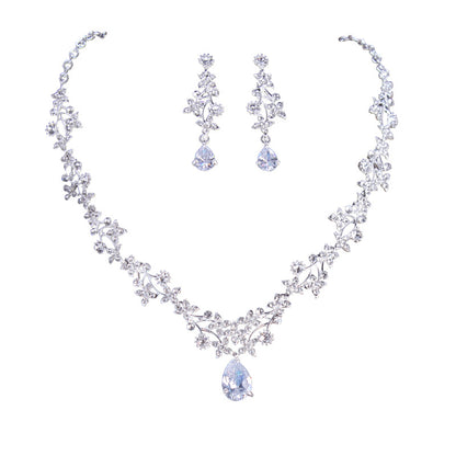 Zircon Necklace and Earrings Set for Wedding