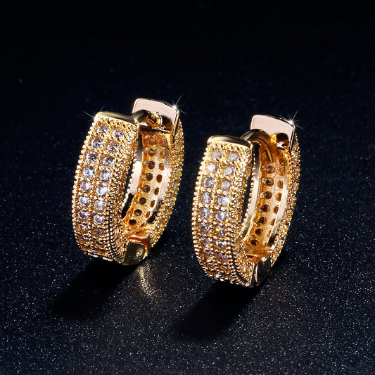 Geometric Square Hoop Zircon Earrings