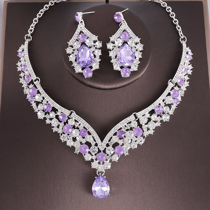 Rhinestone Necklace and Earrings Set