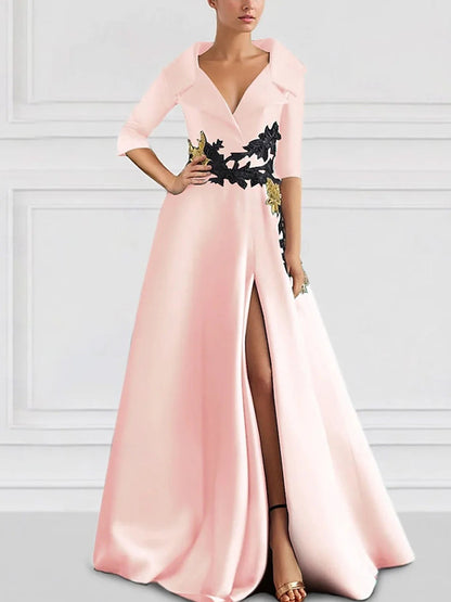 Elegant V-Neck Slit Evening Gown Drip Depot