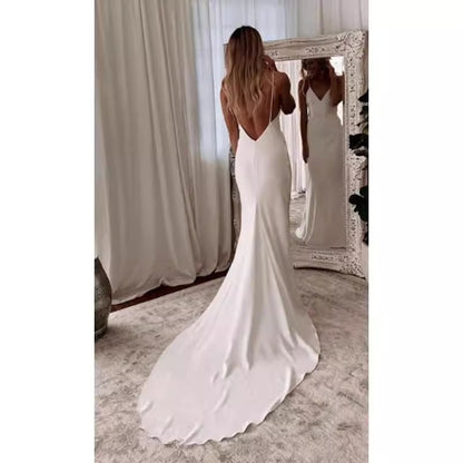French Style V-Neck Fishtail Wedding Dress