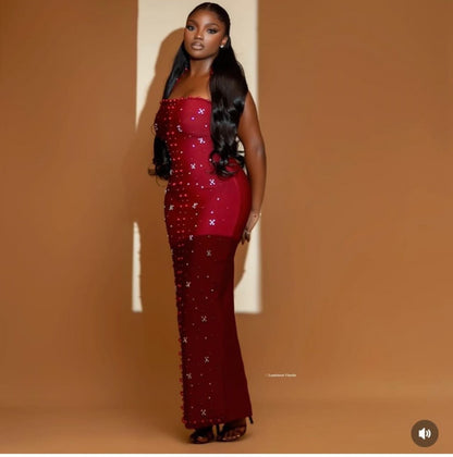 Halter Neck Diamond Beaded Dress