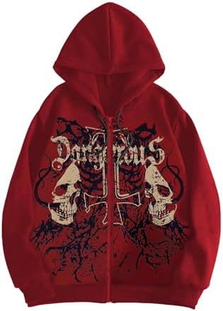 Gothic Skull Zip Up Hoodie