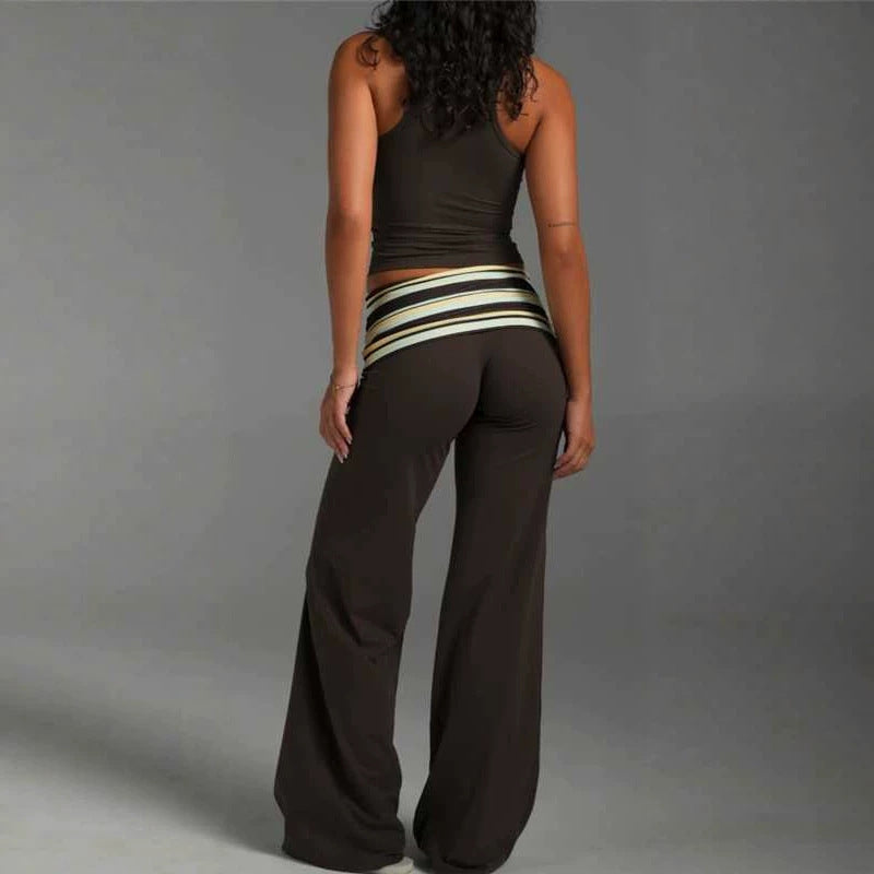 Striped top and loose-fitting trousers Set