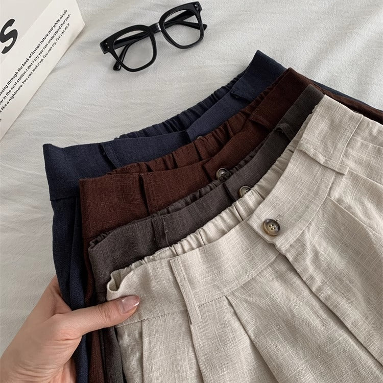 Washed Vintage Linen Cotton Shorts