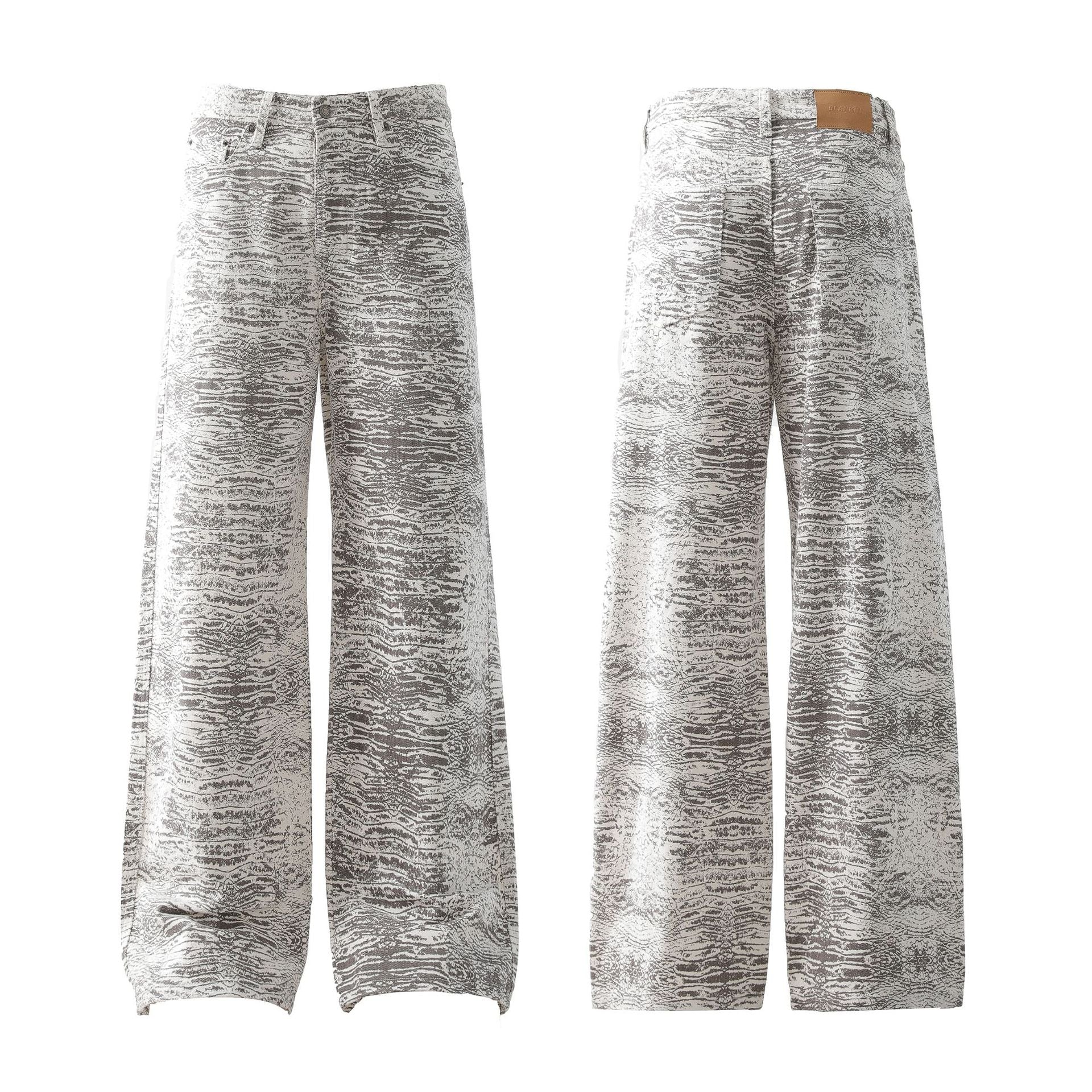 Retro Bootcut Denim Jeans with Snake Pattern Drip Depot