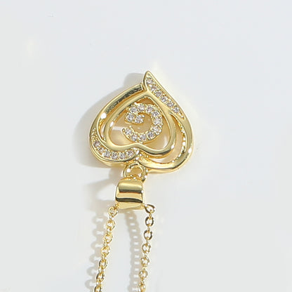 Heart Shape Zircon Letter Necklace
