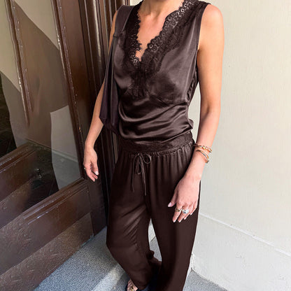 Women's Satin V-Neck Pajama Drip Depot