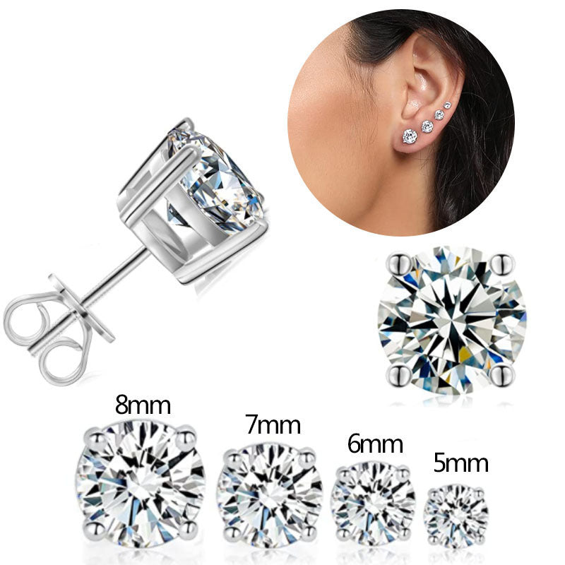 Four-Claw Round Zircon Earrings Drip Depot