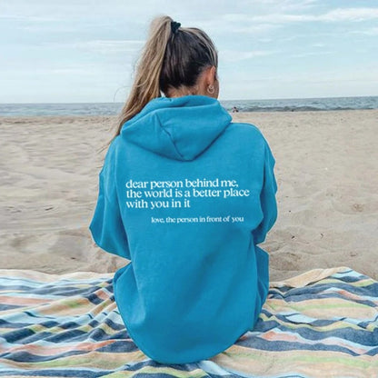 Letter Print Fleece Hoodie Sweatshirt