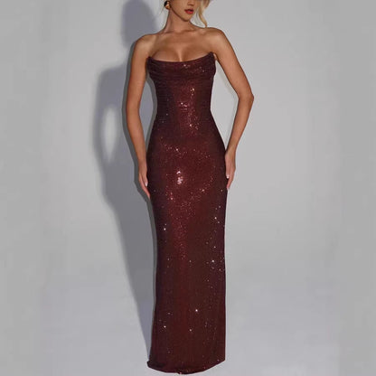 Elegant Sleeveless Sequined Evening Dress Drip Depot