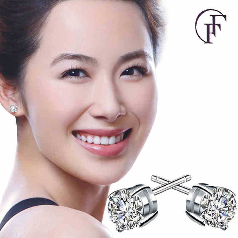 Four-Claw Round Zircon Earrings