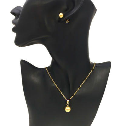 Titanium Steel Gold Plated Necklace and Earring Set