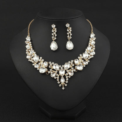 Elegant Rhinestone Teardrop Necklace and Earrings