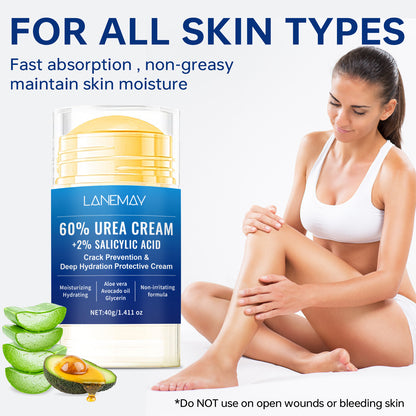 Lanemay 60% Urea + 2% Salicylic Acid Anti-Cracking Repair Cream 40g Deeply Moisturizes Dry and Cracked Hands and Feet