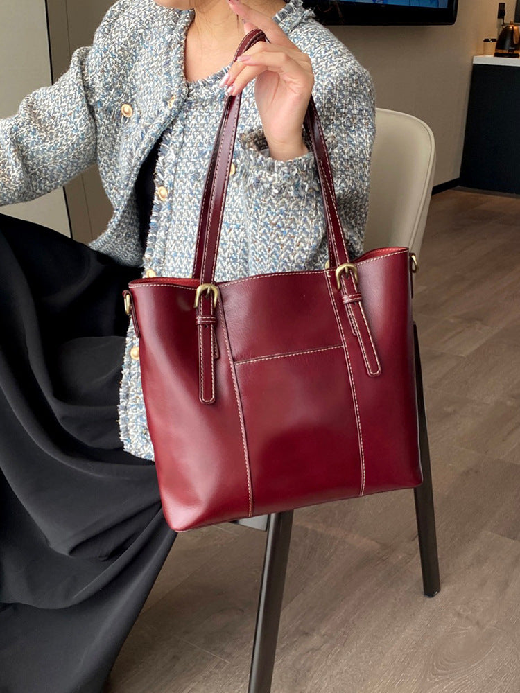 Leather Tote Bag with Adjustable Strap