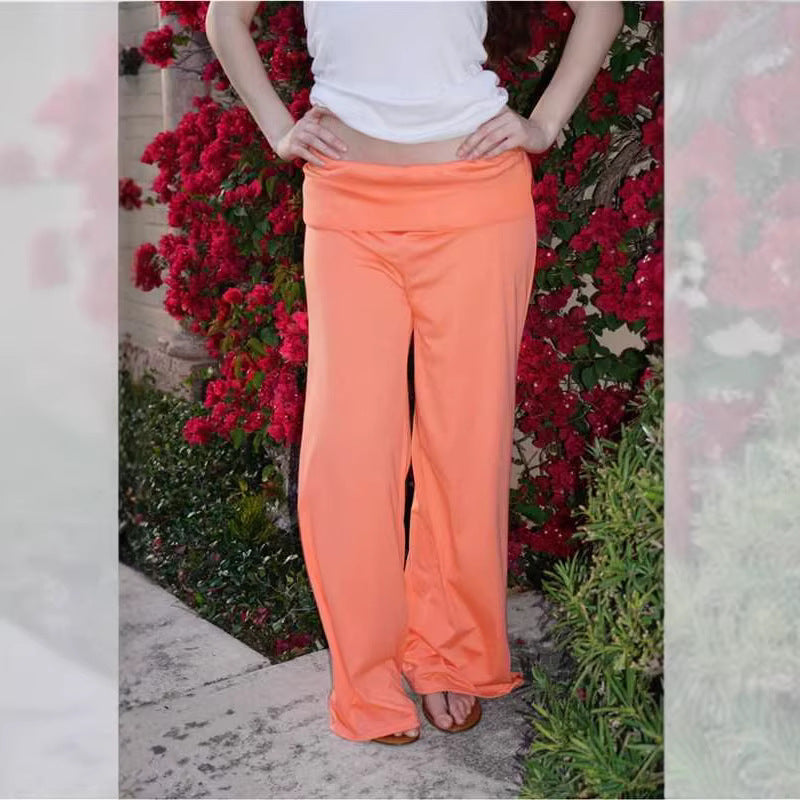 Elastic Waistband Versatile Wide-Leg Elastic Pants Drip Depot