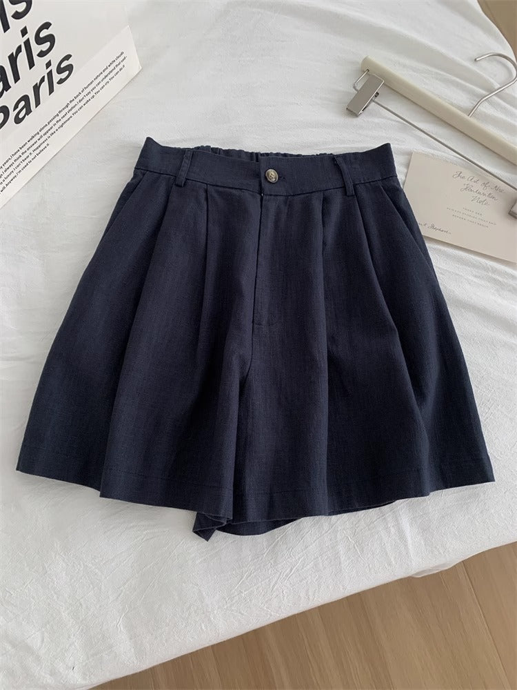 Washed Vintage Linen Cotton Shorts