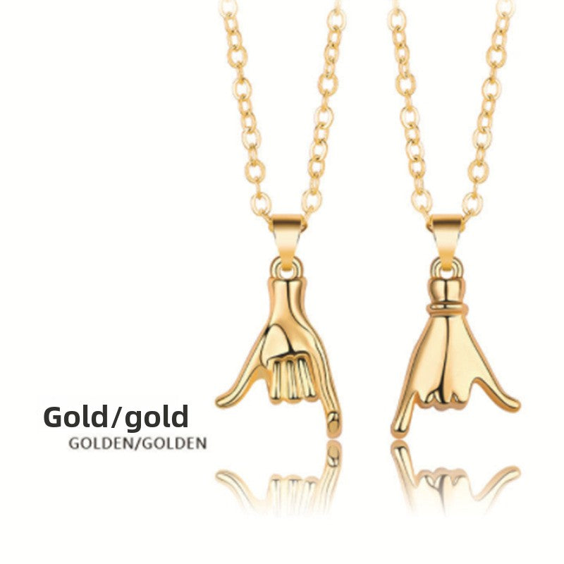 Geometric Hook Couple Pendant Necklace