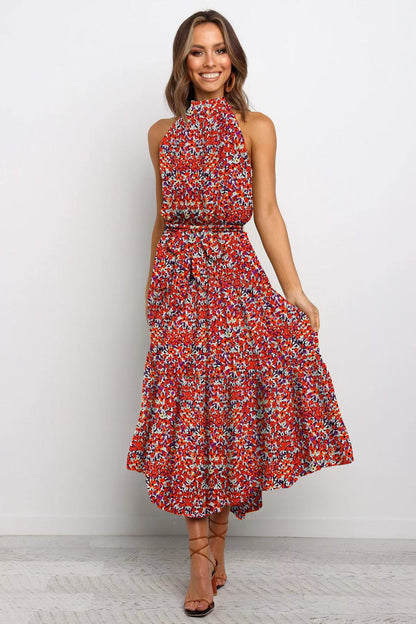 Polka Dot Halter Neck Long Dress