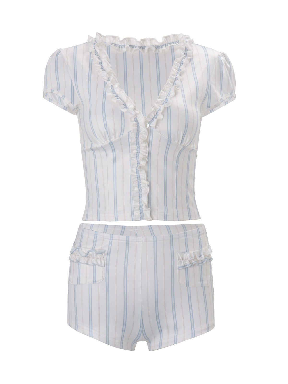 Striped Cardigan and Shorts Set