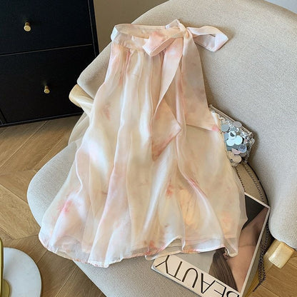 French Style Sleeveless Chiffon Halter Neck Top