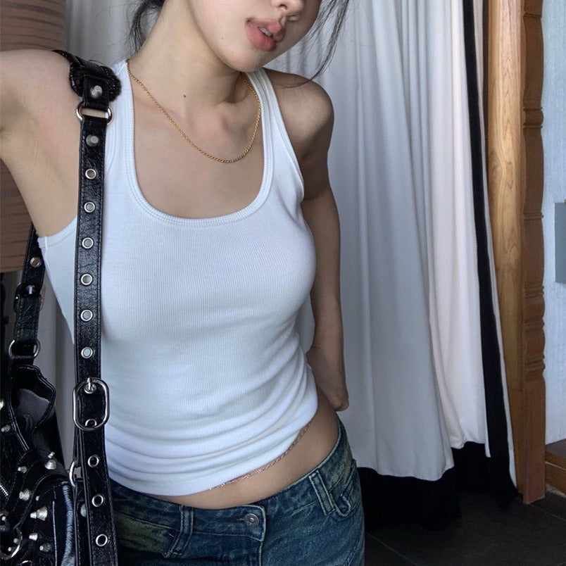 American-Style Racerback Tank Top with Chest Pads