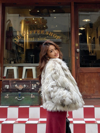 Faux Fur Leopard Print Coat