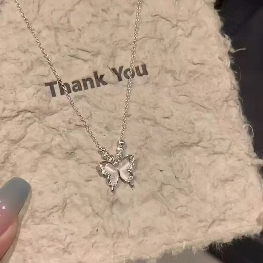 Ice Clear Butterfly Cat's Eye Adjustable Necklace Drip Depot