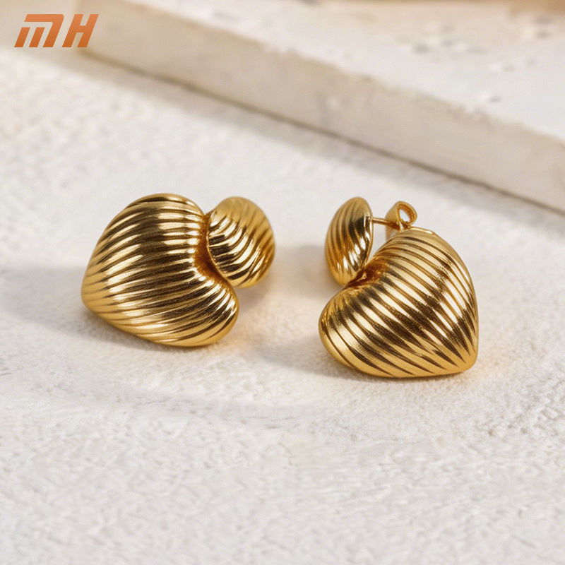 Textured Heart Shape Earrings Drip Depot