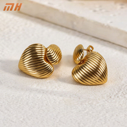Textured Heart Shape Earrings Drip Depot