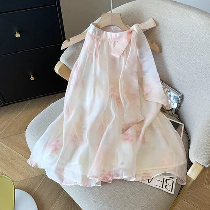French Style Sleeveless Chiffon Halter Neck Top