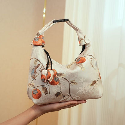 Xiangyunsha Crescent Crossbody Bag with Drawstring