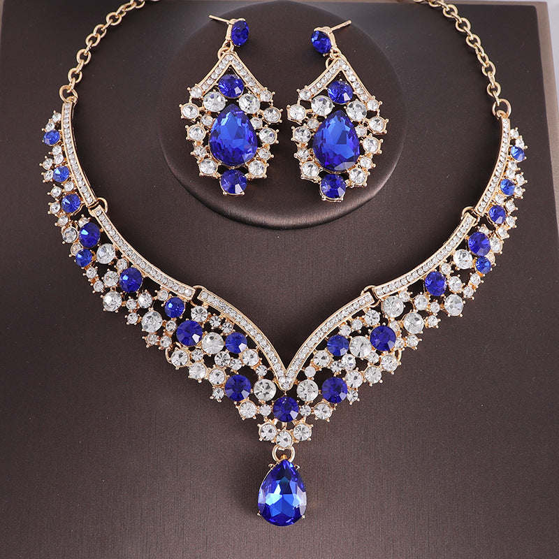 Rhinestone Necklace and Earrings Set