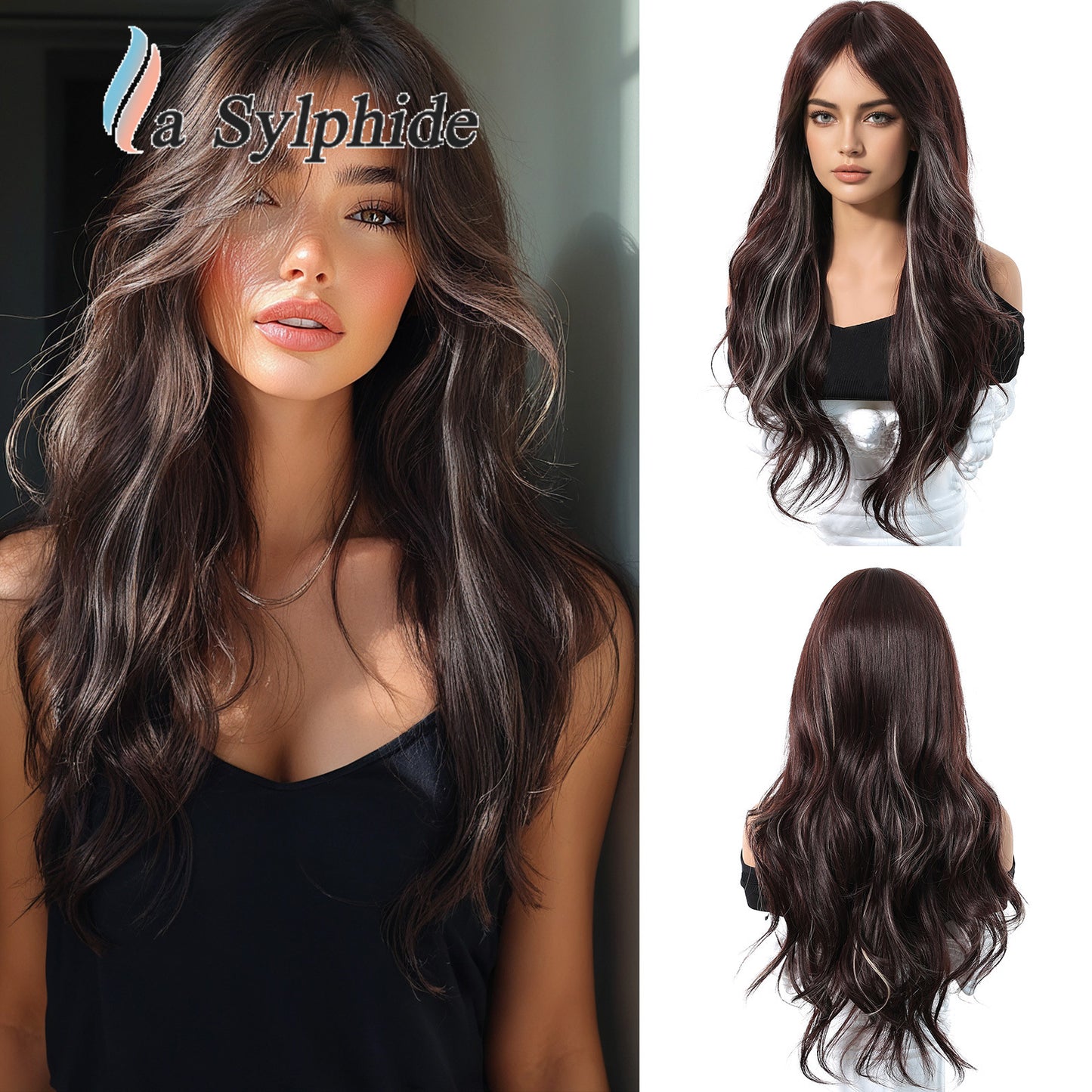 Long Curly Synthetic Hair Wig with Gradient Colors 24inch