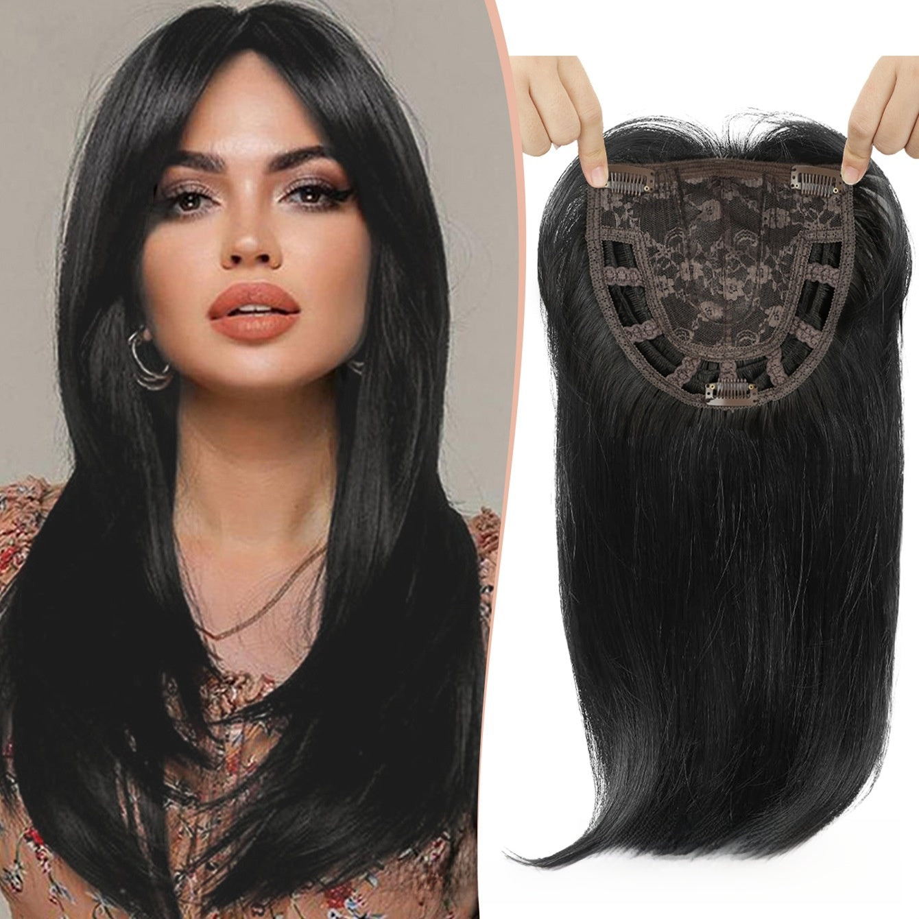 Synthetic Middle Part Hairpiece with Straight Long Hair