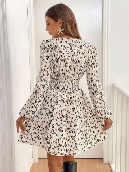 Leopard Print Long Sleeve Dress