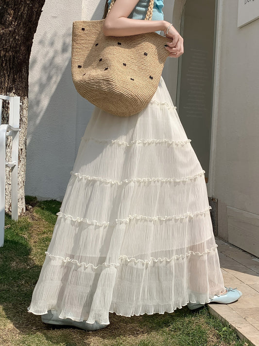 Ruffled Flared Skirt